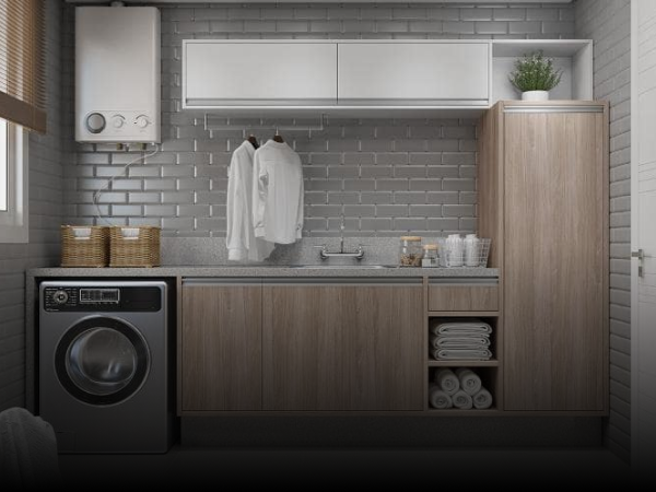 Lavanderia Planejada Caramelo — Casa Brasileira Boituva