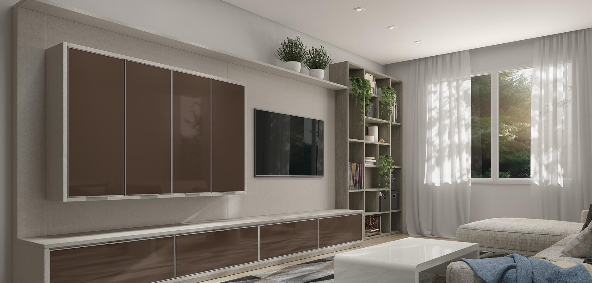 Sala de Estar Planejada Vidro Doce de Leite — vista principal