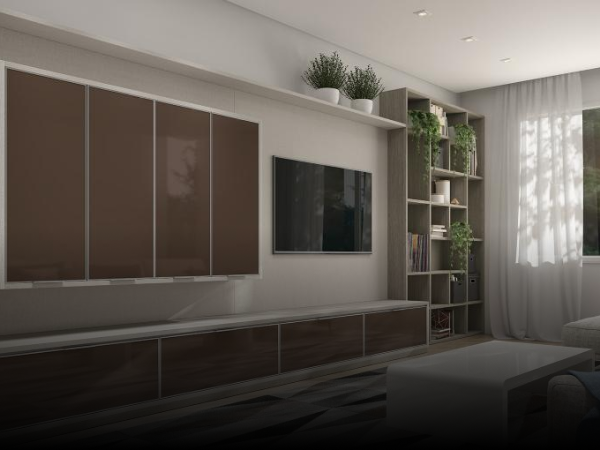 Sala de Estar Planejada Vidro Doce de Leite — Casa Brasileira Boituva